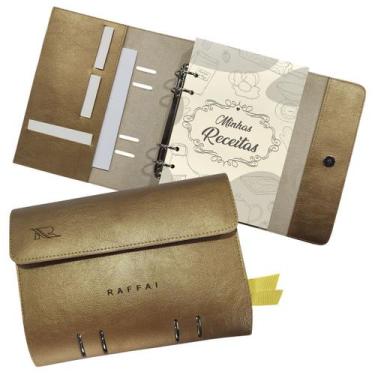 Imagem de Agenda Minhas Receitas 165-R Raffai Couros, Dourado