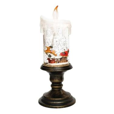 Imagem de Luminária Enfeite Natalino Natal Vela Musical Papai Noel 26cm - Taimes