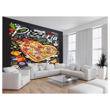 Imagem de Papel De Parede Estilo Lousa Pizza Ingrediente 3,5M Lcb12 - Você Decor