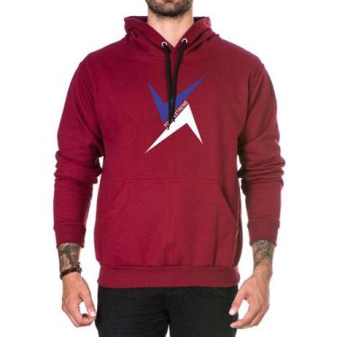 Imagem de Moletom Masculino Flanelado Capuz Bolso Canguru Estampado - Polo Blu, 