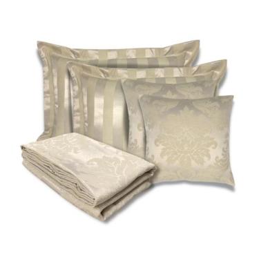 Imagem de Jogo de peseira xale para cama com 2 capas de almofada e 2 porta trave