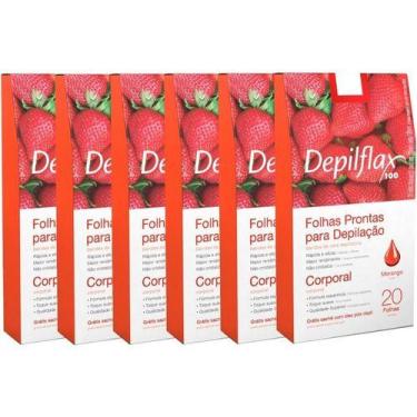Imagem de 120 Folhas Prontas Depilação Corporal Depilflax Morango