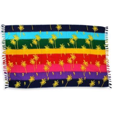 Imagem de Canga Retangular Saída de Praia Poliéster coqueiro Listrado - Sarat Mo