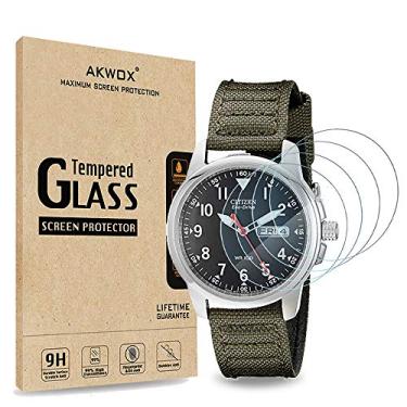 Imagem de (Pacote com 4) Película de vidro temperado para Citizen BM8180-03E, Akwox [0,3 mm 2,5D alta definição 9H] Protetor de tela transparente premium para Citizen BM8180-03E