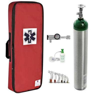 Imagem de Kit Oxigênio 5L Alumínio com Bolsa Vermelha Sem Carga Válvula Click - 