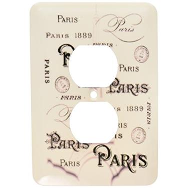 Imagem de 3dRose LLC lsp_109133_6 Design da Torre Eiffel com Paris em muitos lindos scripts 2 tampa de tomada