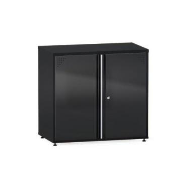 Imagem de Armário Baixo 02 Portas Aretto Pandin 75 Cm Preto e Preto