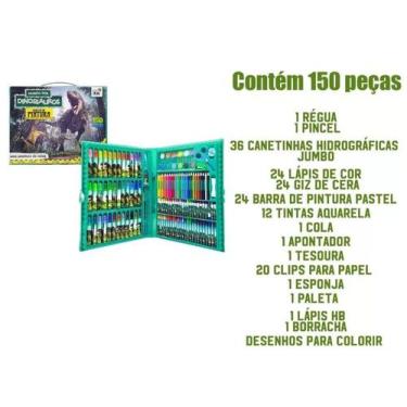 Imagem de Maleta de Pintura Infantil Estojo Kit 150 Peças Desenhar e Colorir Din
