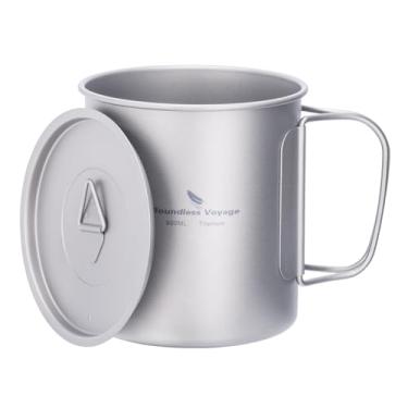 Imagem de iBasingo Caneca de titânio de 600 ml com tampa, chá, café, copo de água, vaso de acampamento ao ar livre, ultraleve, portátil, caminhada, mochila, kit de cozinha, piquenique, utensílios de mesa,