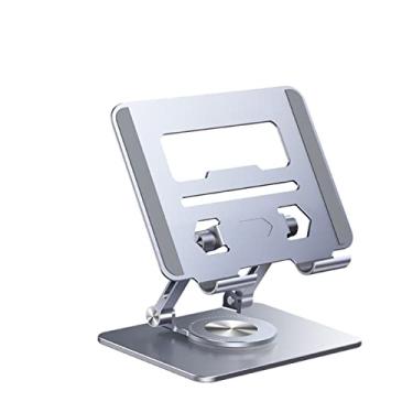Imagem de Hoffnugshween Suporte dobrável portátil de alumínio com base giratória de 360°, altura ajustável, compatível com iPad Pro/Air/Mini, adequado para Kindle e telefones dobráveis, ideal para casa e