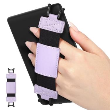 Imagem de MoKo Alça de mão macia para tablet Kindle eReaders Fire de 6 a 8 polegadas - Kindle/Kobo/Voyaga/Sony Kindle E-Book Tablet, preto de alta elasticidade versátil, alça de mão, leve, suporte de dedo, roxo