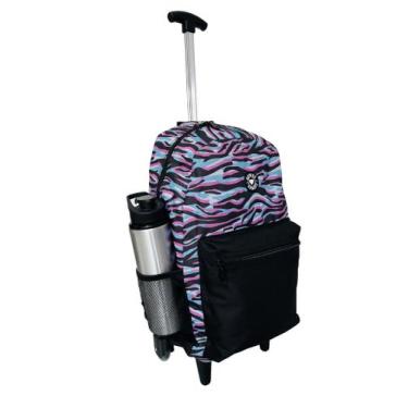 Imagem de Mochila Escolar Feminina Rodinhas Grande Listrada Resistente - Bezzter