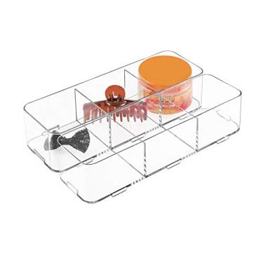 Imagem de iDesign Organizador de gavetas interligadas para banheiro Clarity para cosméticos, produtos de beleza, acessórios de cabelo – extra grande, transparente