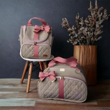 Imagem de Kit Bolsa Saída Maternidade de Luxo Menino/Menina 2 peças e laços - Ba