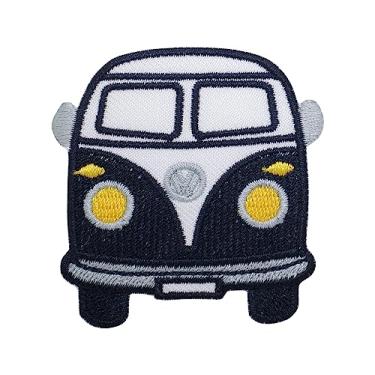 Imagem de Octory Mini Van Iron On Remendos para roupas Serra On/Iron On Bordado Patch Applique para jeans, chapéus, bolsas (preto)