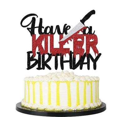 Imagem de PALASASA Have a Killer Birthday Glitter Cake Topper,For Horror Classic Halloween Bloody Theme Birthday Party Cake Decorations (dagger)