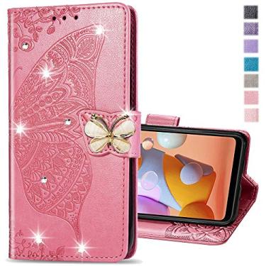 Imagem de COTDINFOR Capa carteira para Moto Edge 50 Fusion Crystal Glitter Bling com suporte para cartão capa de telefone flip de couro com borboleta de diamante capa protetora para Motorola Moto Edge 50 Fusion