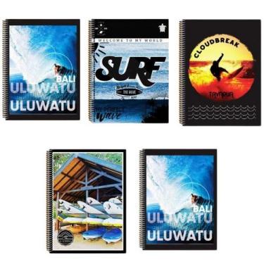 Imagem de Kit 5 Caderno Surf 96 Folhas Arame Capa Dura Reforçado - Maxima cadern