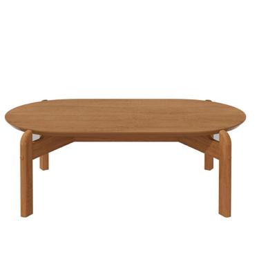 Imagem de Mesa de Centro Sala Lizz Oblonga com Pés de Madeira Maciça