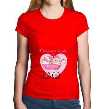 Imagem de Baby Look Algodão Menina a bordo - Foca na Moda, Vermelho, P