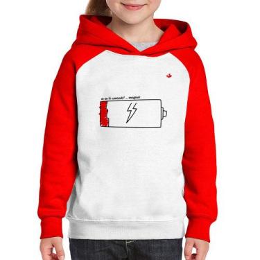 Imagem de Moletom Infantil Se eu tô cansado - Foca na Moda, Branco, Vermelho, 8