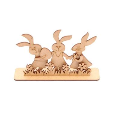 Imagem de Aplique Totens Família Coelho C/ Base Mdf Cru Decorar Artesanato - Met