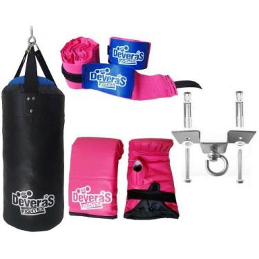 Imagem de Kit Boxe - Saco de Pancada Cheio 60 cm + Luva Bate Saco + Bandagem Box