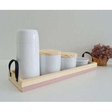 Imagem de Kit Higiene Porcelana Bebê Pinus Faixa Colorida C/alça Preta K158 - Ci