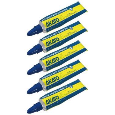 Imagem de Kit c/ 5 Cola Adesivo Plástico p/ PVC em Bisnaga 75g - Akato