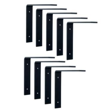 Imagem de Kit 9 Mão Francesa em L 20cm Estilo Industrial Preto - Dikaren