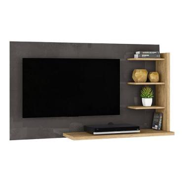 Imagem de Painel Suspenso Tv "42" Julia C/Prateleira 253134 Titanio Carvalho Mad