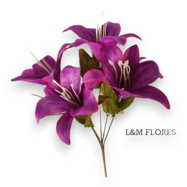 Imagem de Kit De 5 Buquês Cores Novas De Lírio Artificial Com 5 Flores - LM, Rox