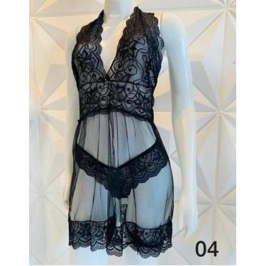 Imagem de Camisola de renda com tule e calcinha - Delírio