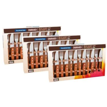 Imagem de Jogo De Talheres Para Churrasco Aço Inox Tramontina Jumbo 36 Peças - 2