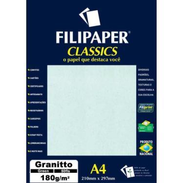 Imagem de Papel A4 Granito Verde 180G - Caixa com 50 Folhas - Filiperson