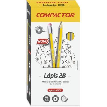 Imagem de Lápis Preto Sextavado 2B com Borracha Caixa com 72 - Compactor