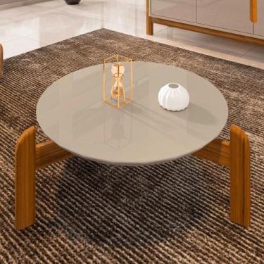 Imagem de Mesa De Centro Sala Lizz Redonda Pés Madeira Maciça Mesinha - Luminári