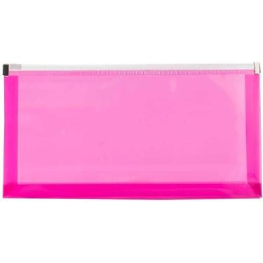 Imagem de JAM PAPER Envelopes de plástico com fecho de zíper - carteira de livreto nº 10 - 12 x 25 - rosa fúcsia - pacote com 3