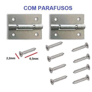 Imagem de Jogo 2 Dobradiça 320 com Parafuso 2,2 X 6,5mm - ATACADÃO DO ARTESANATO