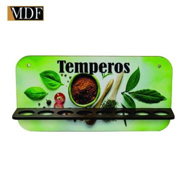 Imagem de Porta Tempero para 8 Tubetes Temperos 26x13 Mdf Madeira Adesivado - AT