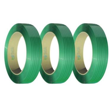Imagem de Kit 3 Rolos Fita De Arquear Pet Poliester Verde 19 MM - tiger embalage
