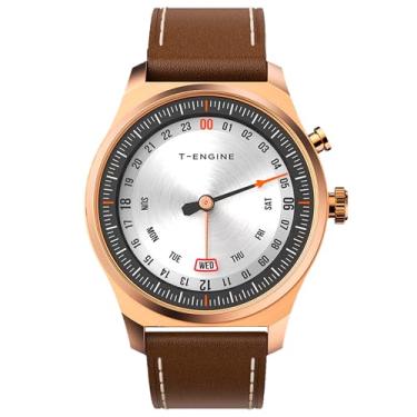 Imagem de T-ENGINE Relógios masculinos de quartzo, 50 m, à prova d'água, com pulseira de couro, sistema 24 horas, negócios, trabalho, esporte, casual, vestido, relógio de pulso masculino, presente elegante para