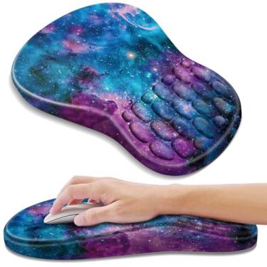 Imagem de YIWEI Mouse pad ergonômico com suporte para descanso de pulso, mousepad com descanso de pulso de espuma viscoelástica confortável e base de poliuretano antiderrapante para alívio da dor, computador,