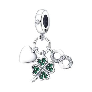 Imagem de Amuletos de Trevo Verde para Pulseira de Prata Esterlina 925 - Acessór