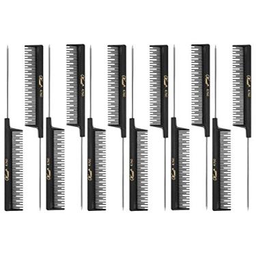 Imagem de Pente Barber Beauty Hair Krest 4760 20.3 cm Rattail Teaser (pacote com 12) 12 x SB-K4760-BLK