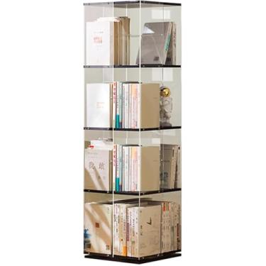 Imagem de Acrílico transparente 360 ​​graus de rotação estante piso estante para escritório estudo casa estante exibição, b, 33.5 * 33.5 * 122cm