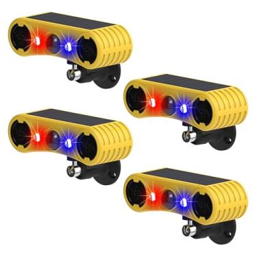 Imagem de QXMH Alarme de Sensor de Movimento Solar Externo-Alarme Sonoro de Latido de Cachorro E Tiro, 2 * 129Db, Gerador de Ruído Alto, 4 Modos, Luz Estroboscópica Ativada Por Movimento Vermelho E Azul para Se