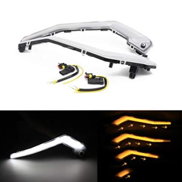 Imagem de CPOWACE 1 par de luz de assinatura frontal com flash amarelo Chasing compatível com Can Am Maverick X3 XDS XRS