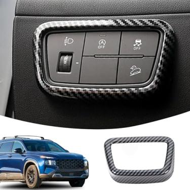 Imagem de Lcojicep Tampa de acabamento de botão de interruptor de farol de carro compatível com Hyundai Tucson/Santa Cruz 2022-2025 Controle central lâmpada interruptor botão painel capa acessórios decorativos