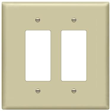 Imagem de (Oversize, Ivory) - ENERLITES Double Decorator Switch Cover, Two Gang Outlet Wall Plate, Gloss Finish, Oversized 2-Gang 14cm x 14cm , Unbreakable Polycarbonate Thermoplastic, UL Listed, 8832O-I, Ivory